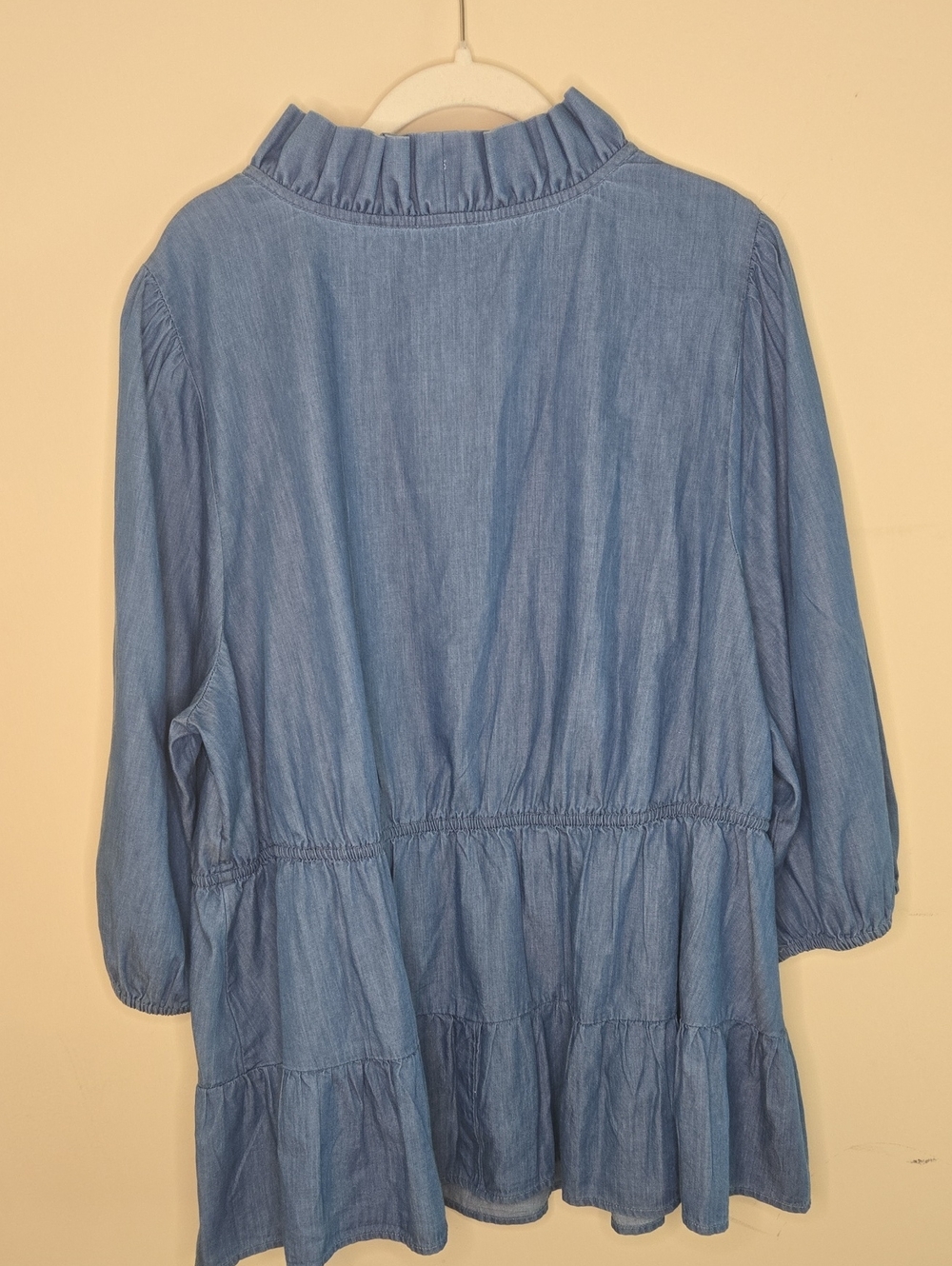 Crown & Ivy Chambray Ruffle Peplum Tunic Top 3X Cottagecore Coastal Grandma - Picture 5 of 8